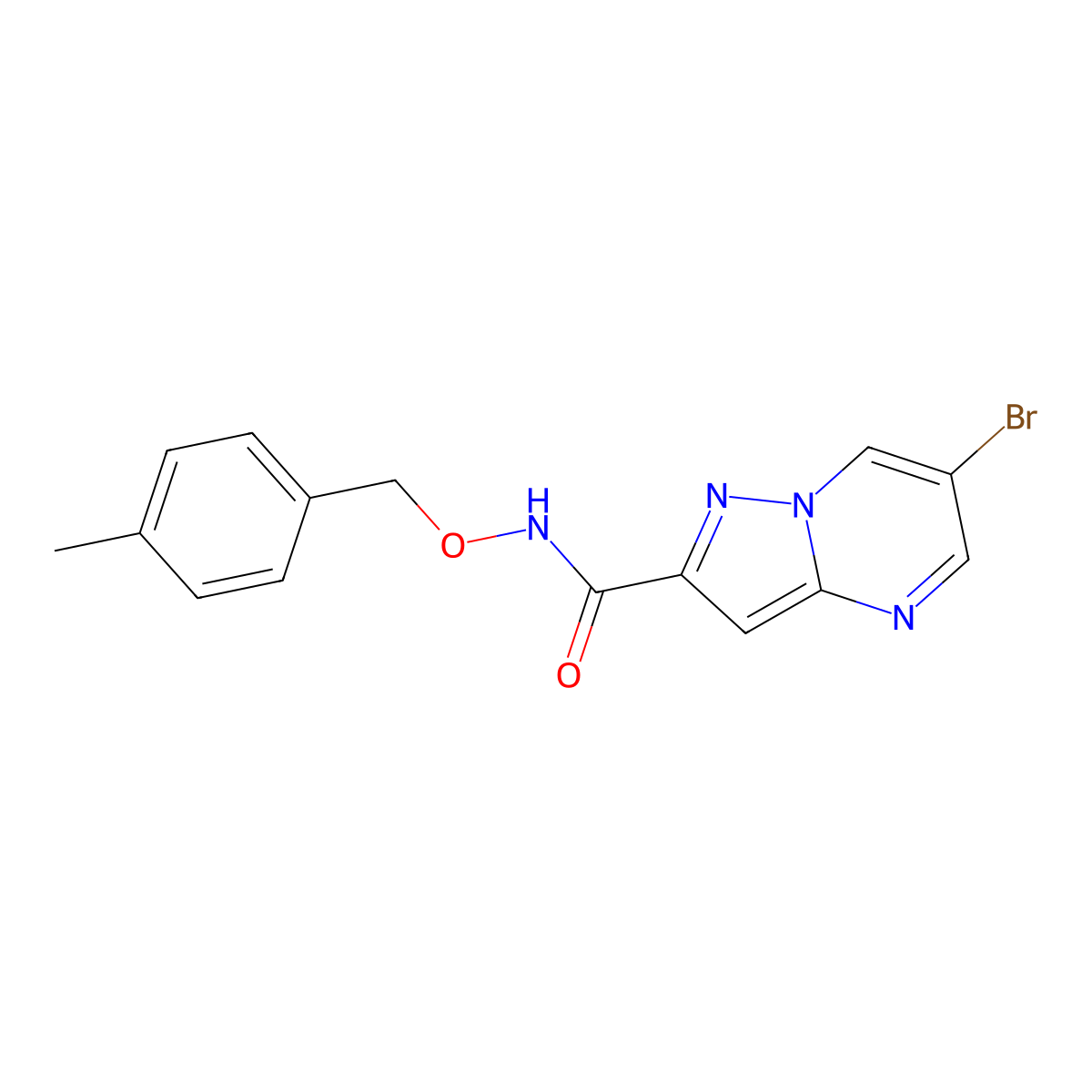 6-bromo-N-[(4-methylbenzyl)oxy]pyrazolo[1,5-a]pyrimidine-2-carboxamide molecular structure, CAS 678552-74-4