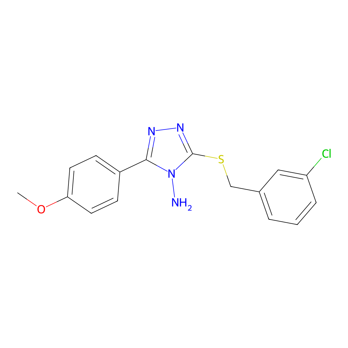 3-[(3-Chlorophenyl)methylthio]-5-(4-methoxyphenyl)-1,2,4-triazole-4-ylamine molecular structure, CAS 678553-76-9