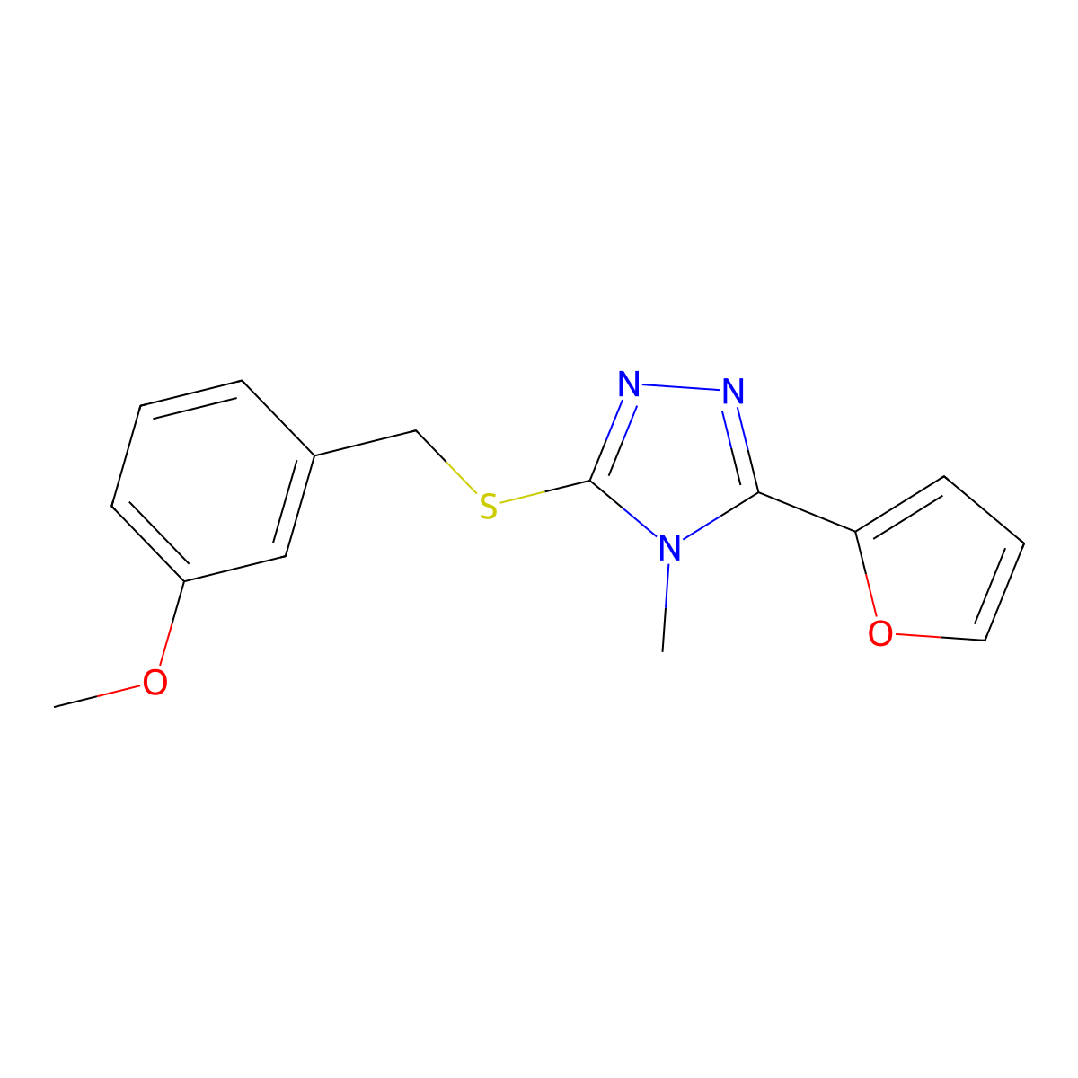 3-(2-Furyl)-5-((3-methoxybenzyl)thio)-4-methyl-4H-1,2,4-triazole molecular structure, CAS 678554-12-6