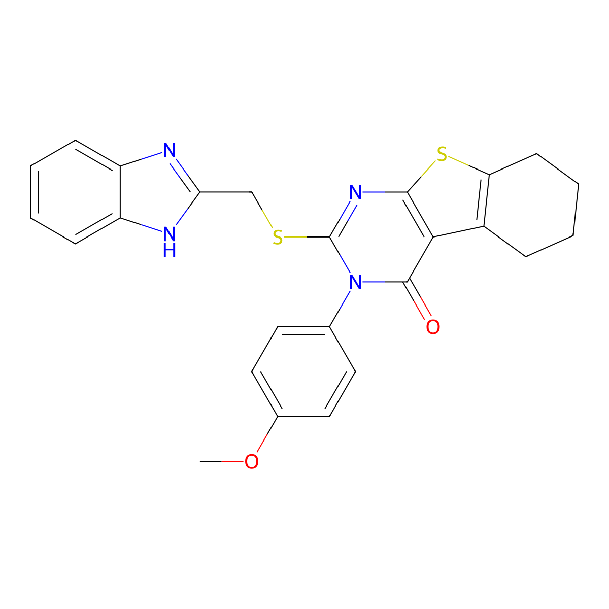 2-(1H-benzimidazol-2-ylmethylsulfanyl)-3-(4-methoxyphenyl)-5,6,7,8-tetrahydro-[1]benzothiolo[2,3-d]pyrimidin-4-one molecular structure, CAS 678554-71-7