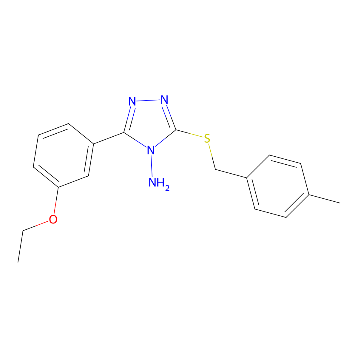 5-(3-Ethoxyphenyl)-3-[(4-methylphenyl)methylthio]-1,2,4-triazole-4-ylamine molecular structure, CAS 678554-94-4