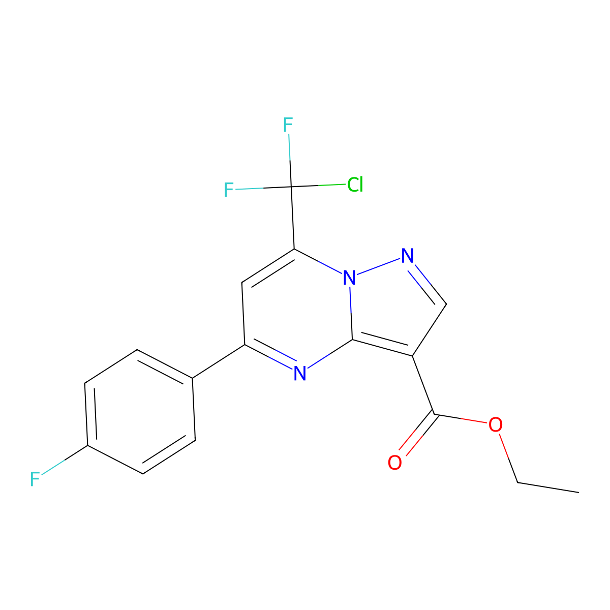 Ethyl 7-[chloro(difluoro)methyl]-5-(4-fluorophenyl)pyrazolo[1,5-a]pyrimidine-3-carboxylate molecular structure, CAS 678555-75-4