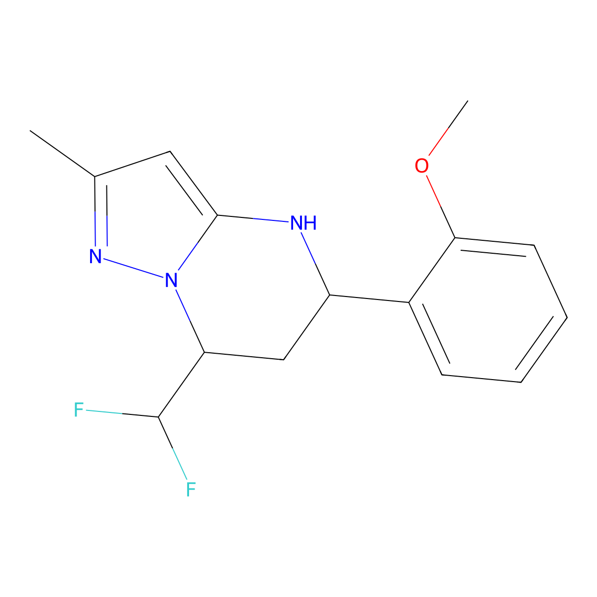 7-(Difluoromethyl)-5-(2-methoxyphenyl)-2-methyl-4,5,6,7-tetrahydropyrazolo[1,5-a]pyrimidine molecular structure, CAS 678556-78-0