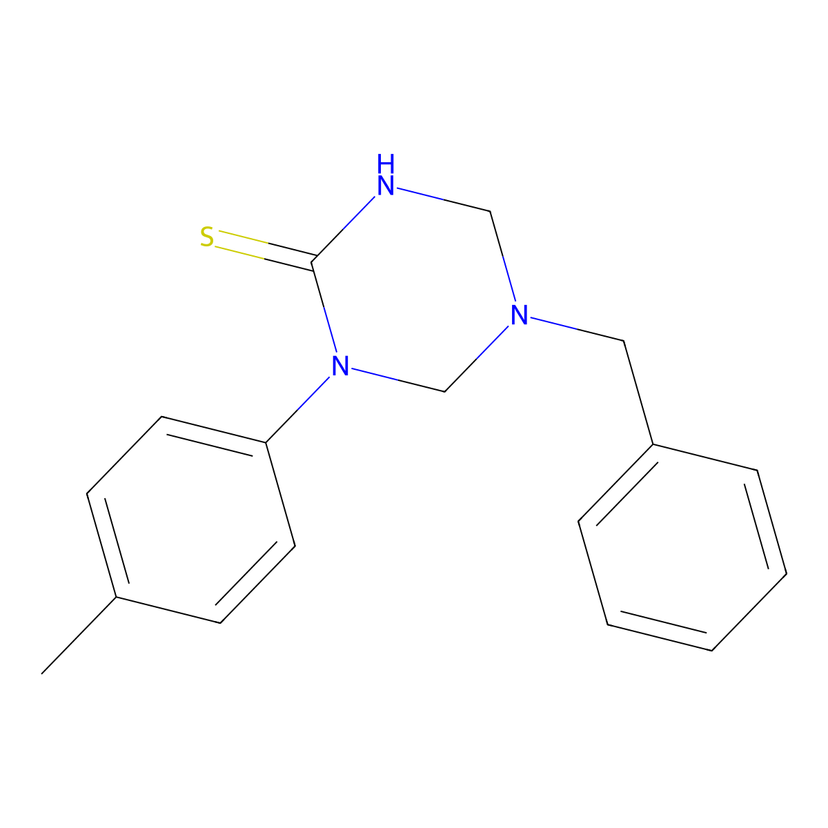 5-Benzyl-1-(4-methylphenyl)-1,3,5-triazinane-2-thione molecular structure, CAS 678557-17-0