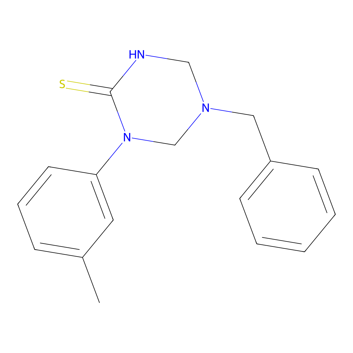 5-Benzyl-1-(3-methylphenyl)-1,3,5-triazinane-2-thione molecular structure, CAS 678557-36-3
