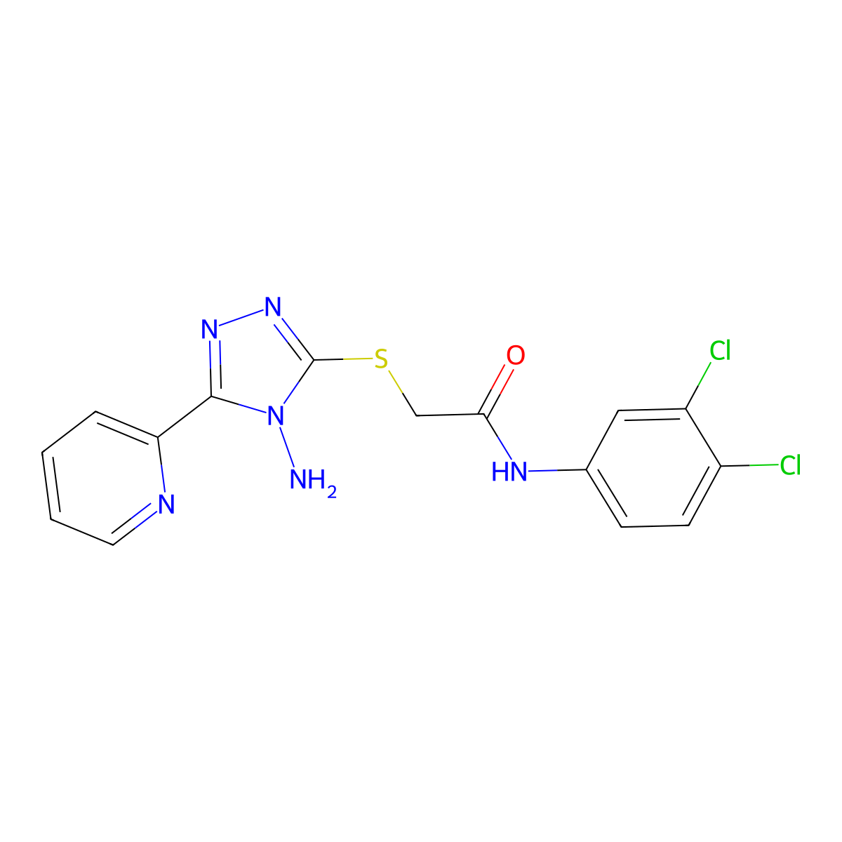 2-((4-amino-5-(pyridin-2-yl)-4H-1,2,4-triazol-3-yl)thio)-N-(3,4-dichlorophenyl)acetamide molecular structure, CAS 678557-37-4