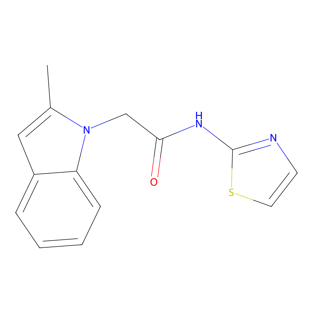 2-(2-methylindol-1-yl)-N-(1,3-thiazol-2-yl)acetamide molecular structure, CAS 678558-56-0