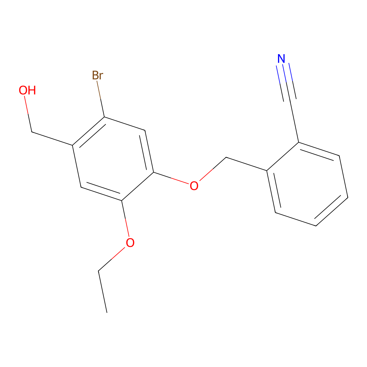 2-[[5-Bromo-2-ethoxy-4-(hydroxymethyl)phenoxy]methyl]benzonitrile molecular structure, CAS 678558-66-2