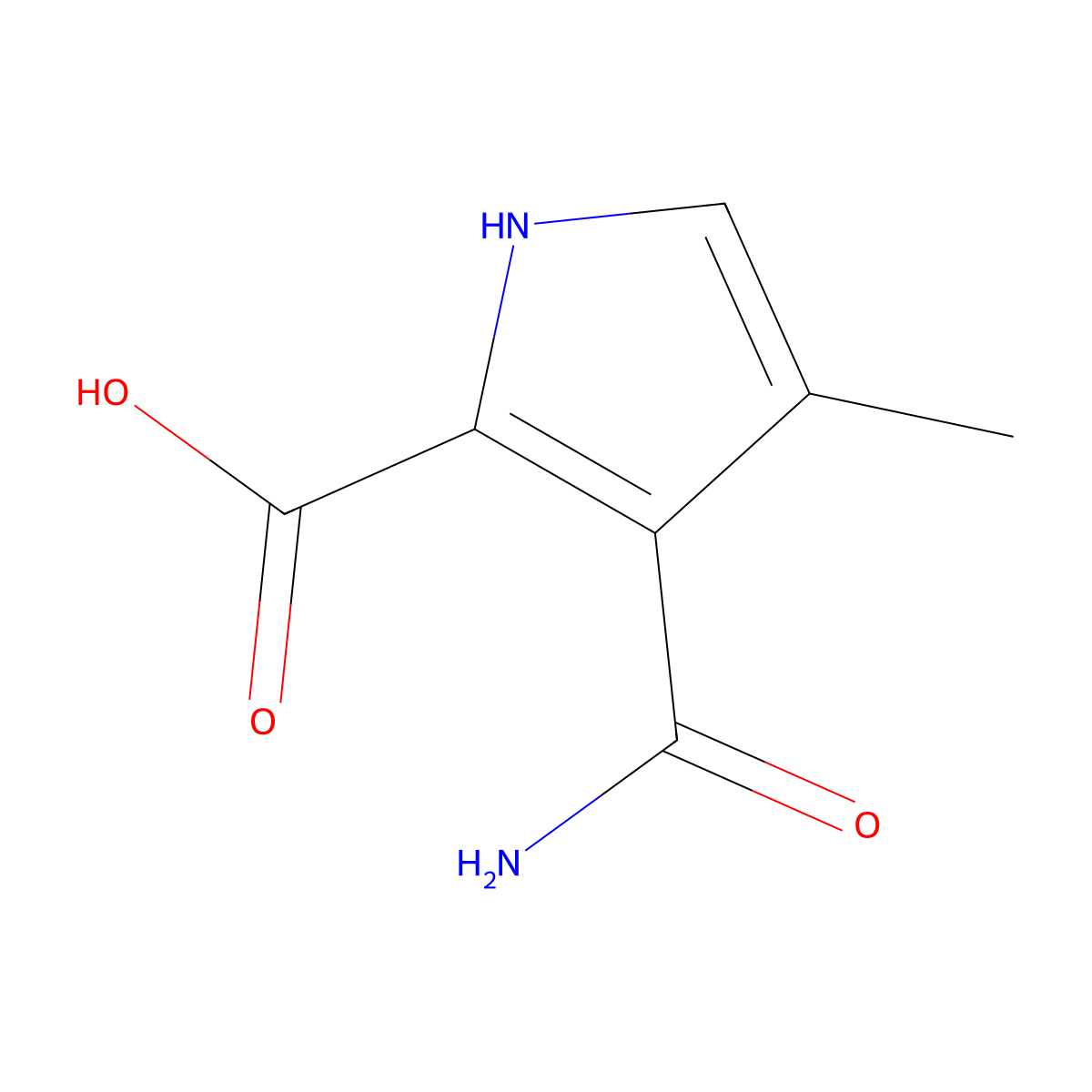 3-Carbamoyl-4-methyl-1H-pyrrole-2-carboxylic acid molecular structure, CAS 67856-00-2