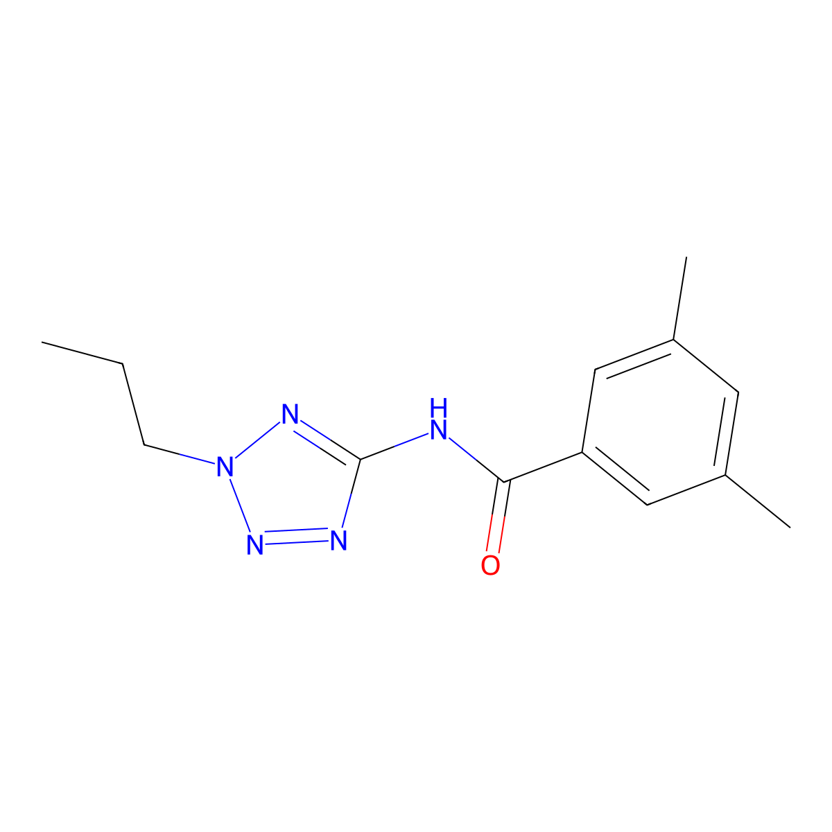 3,5-dimethyl-N-(2-propyltetrazol-5-yl)benzamide molecular structure, CAS 678560-01-5