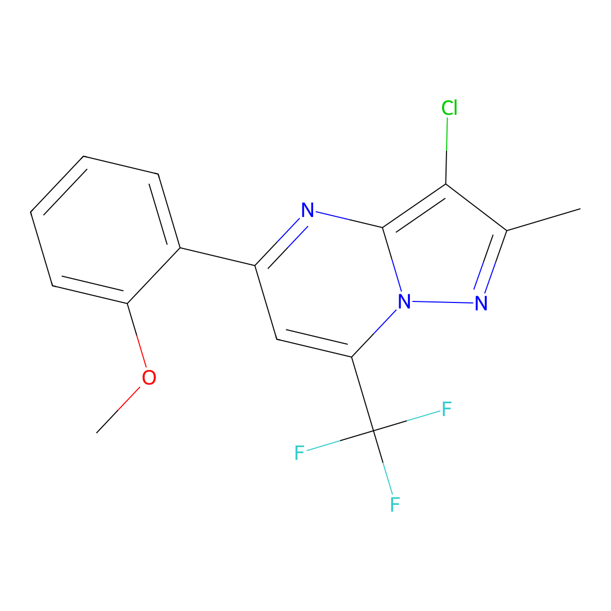 3-Chloro-5-(2-methoxyphenyl)-2-methyl-7-(trifluoromethyl)pyrazolo[1,5-a]pyrimidine molecular structure, CAS 678560-80-0
