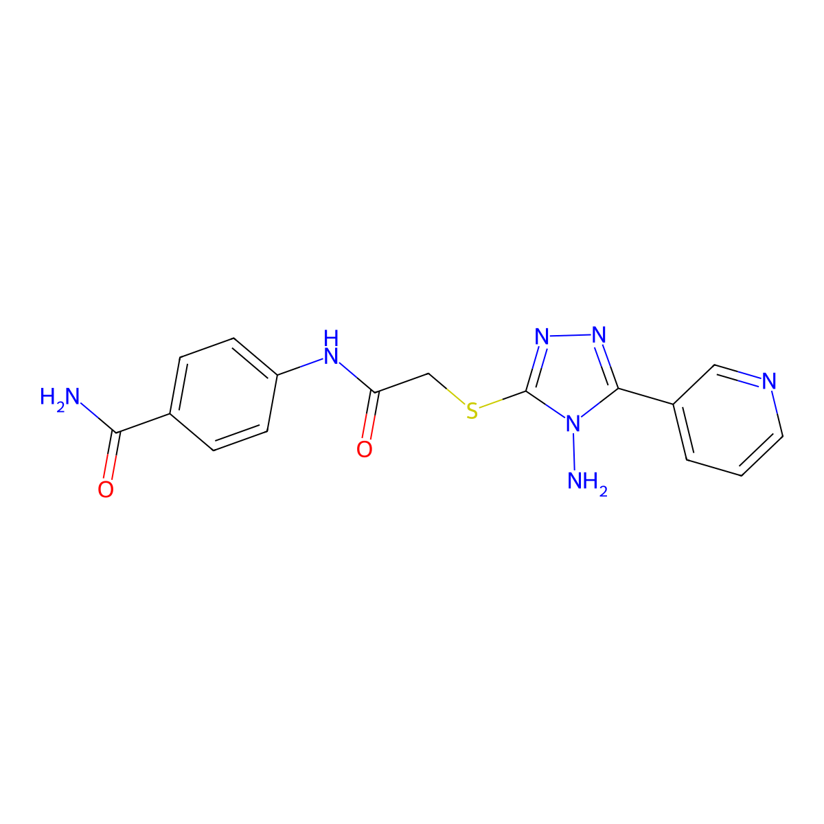 4-[2-(4-Amino-5-(3-pyridyl)-1,2,4-triazol-3-ylthio)acetylamino]benzamide molecular structure, CAS 678561-47-2