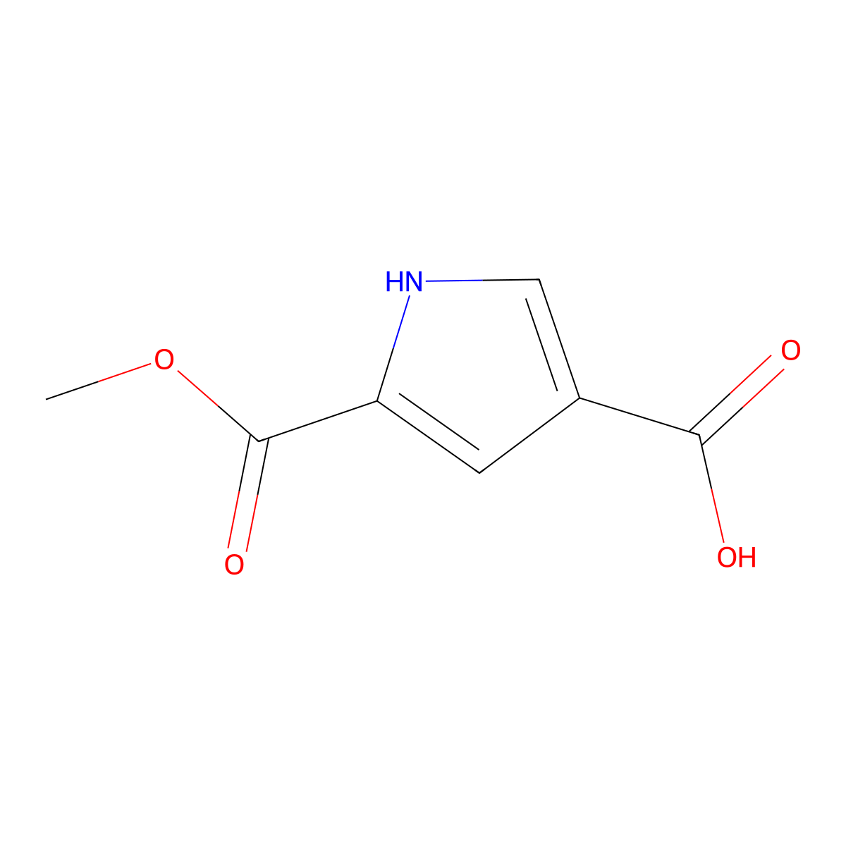 2-Methyl 1H-pyrrole-2,4-dicarboxylate molecular structure, CAS 67858-48-4