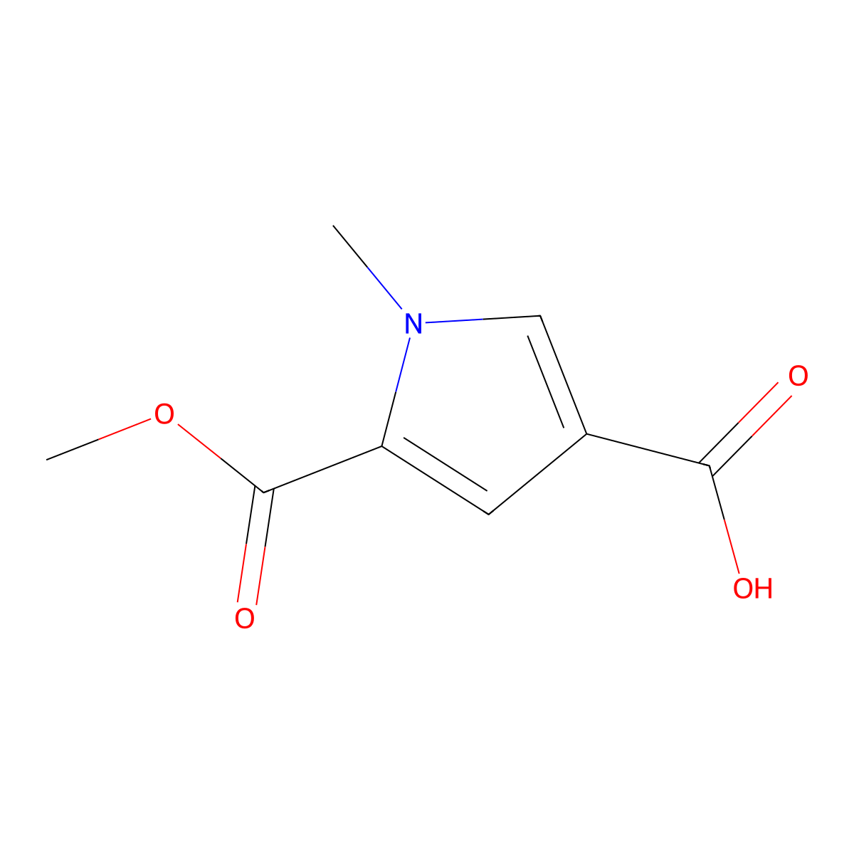 2-Methyl 1-methyl-1H-pyrrole-2,4-dicarboxylate molecular structure, CAS 67858-49-5