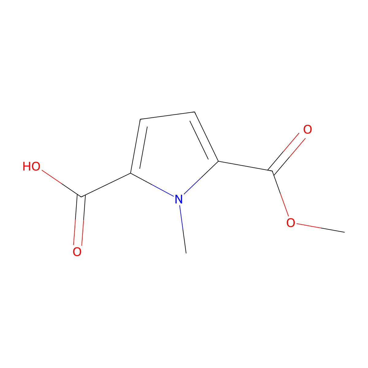 2-Methyl 1-methyl-1H-pyrrole-2,5-dicarboxylate molecular structure, CAS 67858-50-8