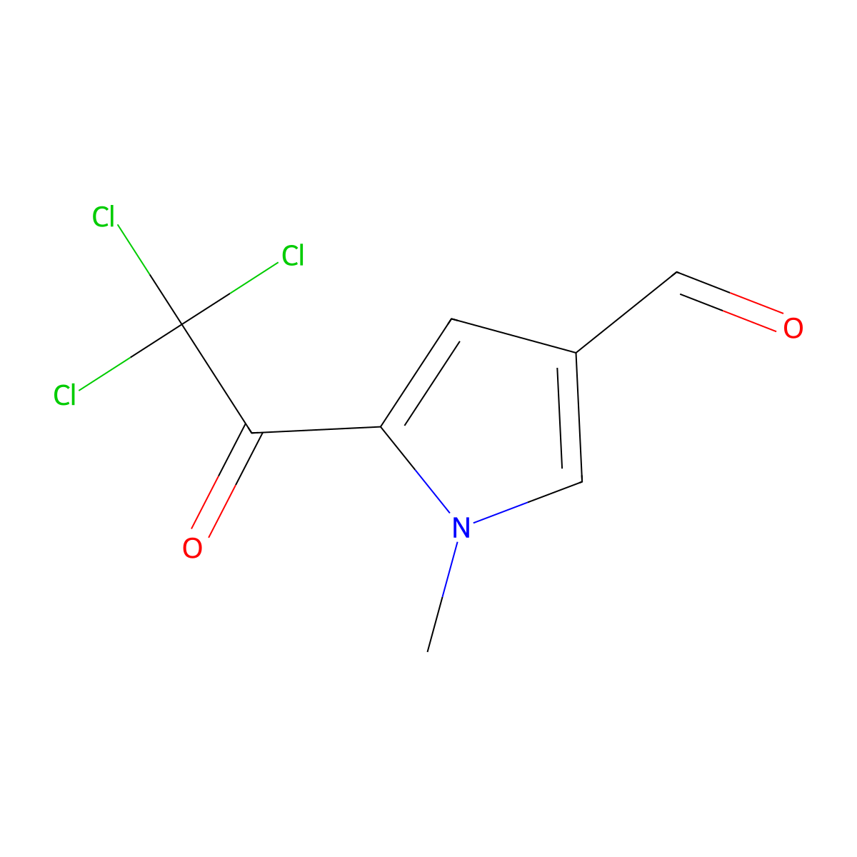 1-methyl-5-(trichloroacetyl)-1H-pyrrole-3-carbaldehyde molecular structure, CAS 67858-52-0