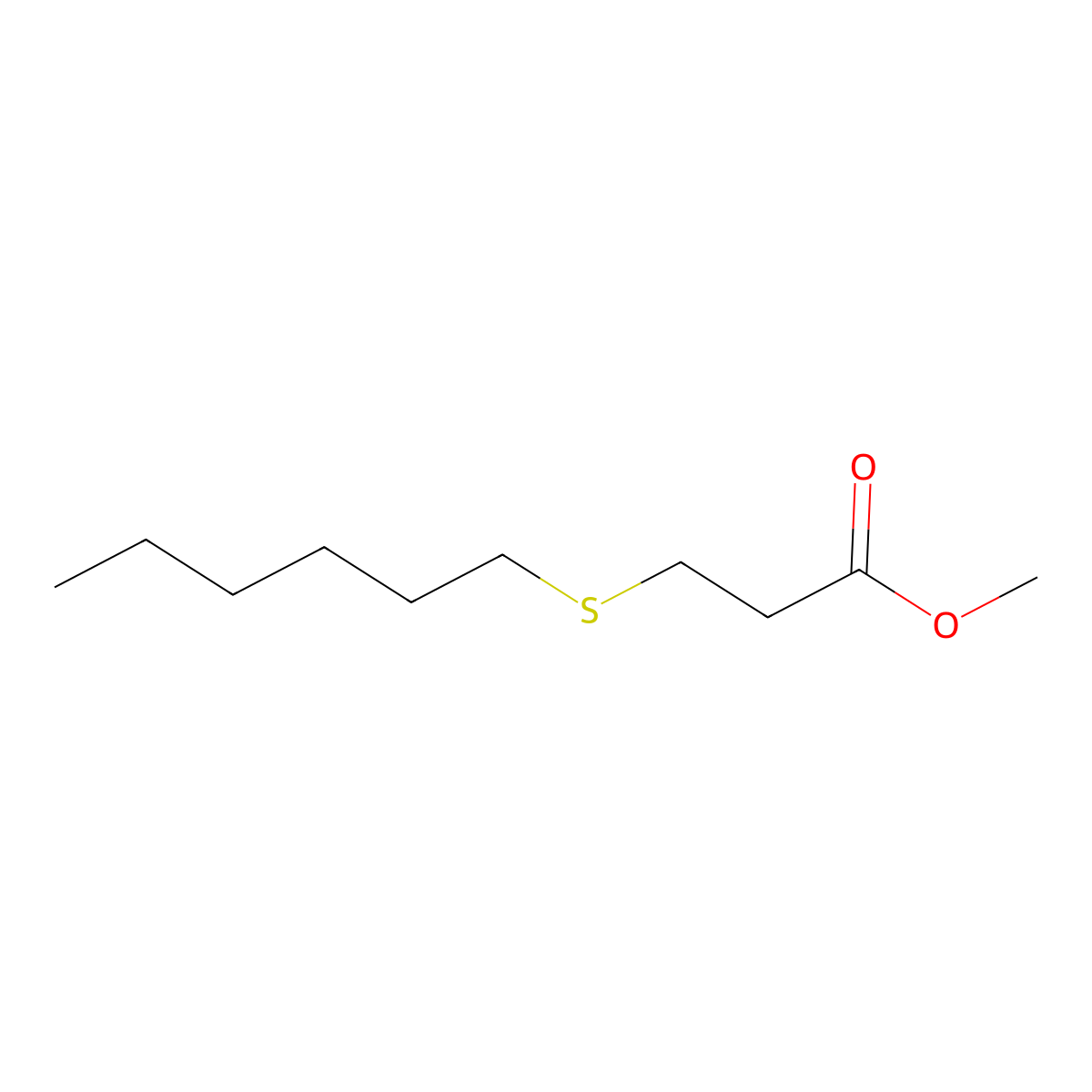 Propanoic acid, 3-(hexylthio)-, methyl ester molecular structure, CAS 67859-54-5