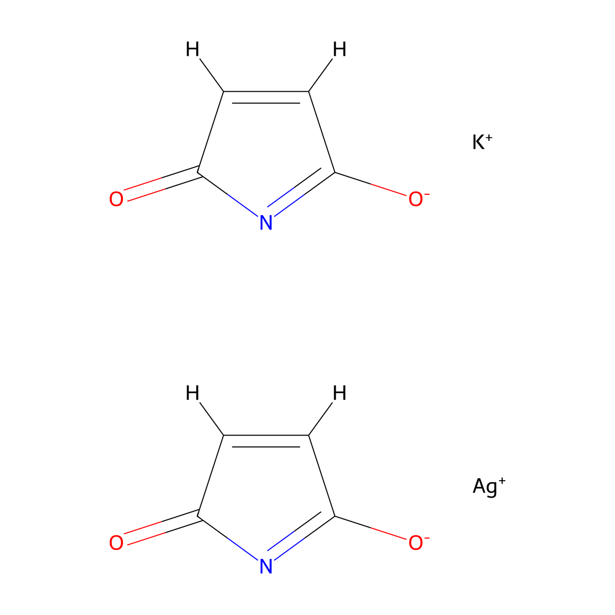 1H-Pyrrole-2,5-dione, potassium silver(1+) salt (2:1:1) molecular structure, CAS 67859-67-0