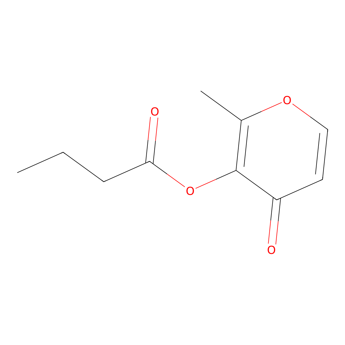 Maltyl butyrate molecular structure, CAS 67860-01-9
