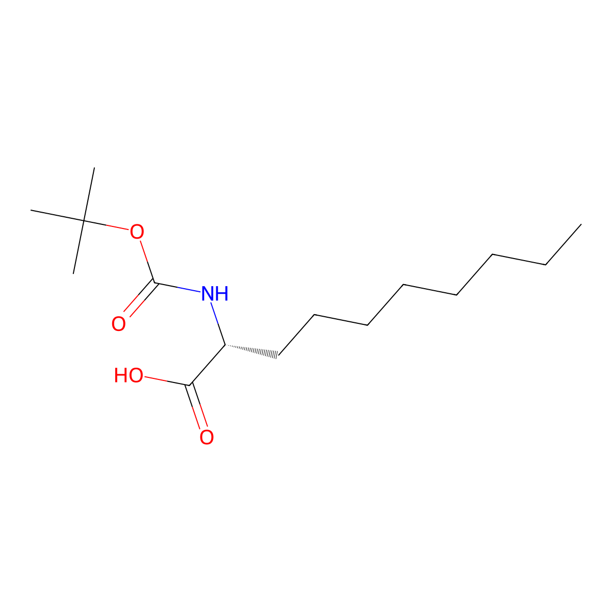 (R)-2-((tert-butoxycarbonyl)amino)decanoic acid molecular structure, CAS 67862-09-3