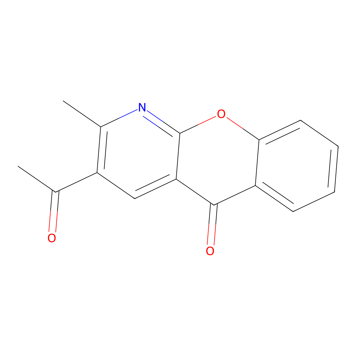 3-Acetyl-2-methyl-5H-[1]benzopyrano[2,3-b]pyridin-5-one molecular structure, CAS 67867-47-4