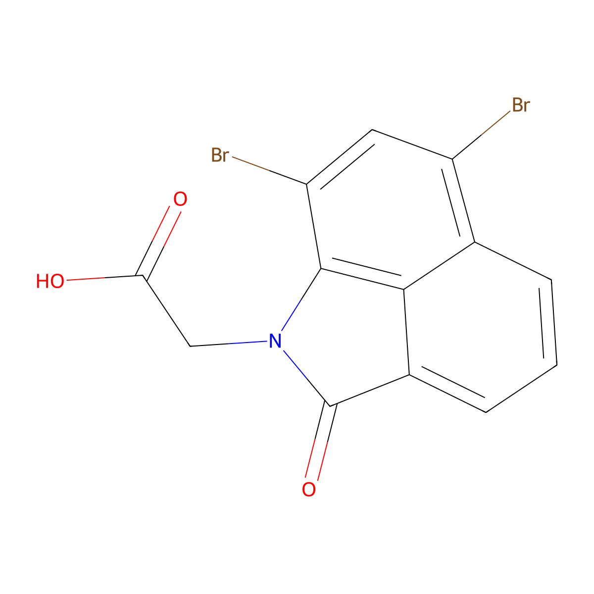 2-{9,11-Dibromo-3-oxo-2-azatricyclo[6.3.1.0^{4,12}]dodeca-1(11),4(12),5,7,9-pentaen-2-yl}acetic acid molecular structure, CAS 67868-17-1