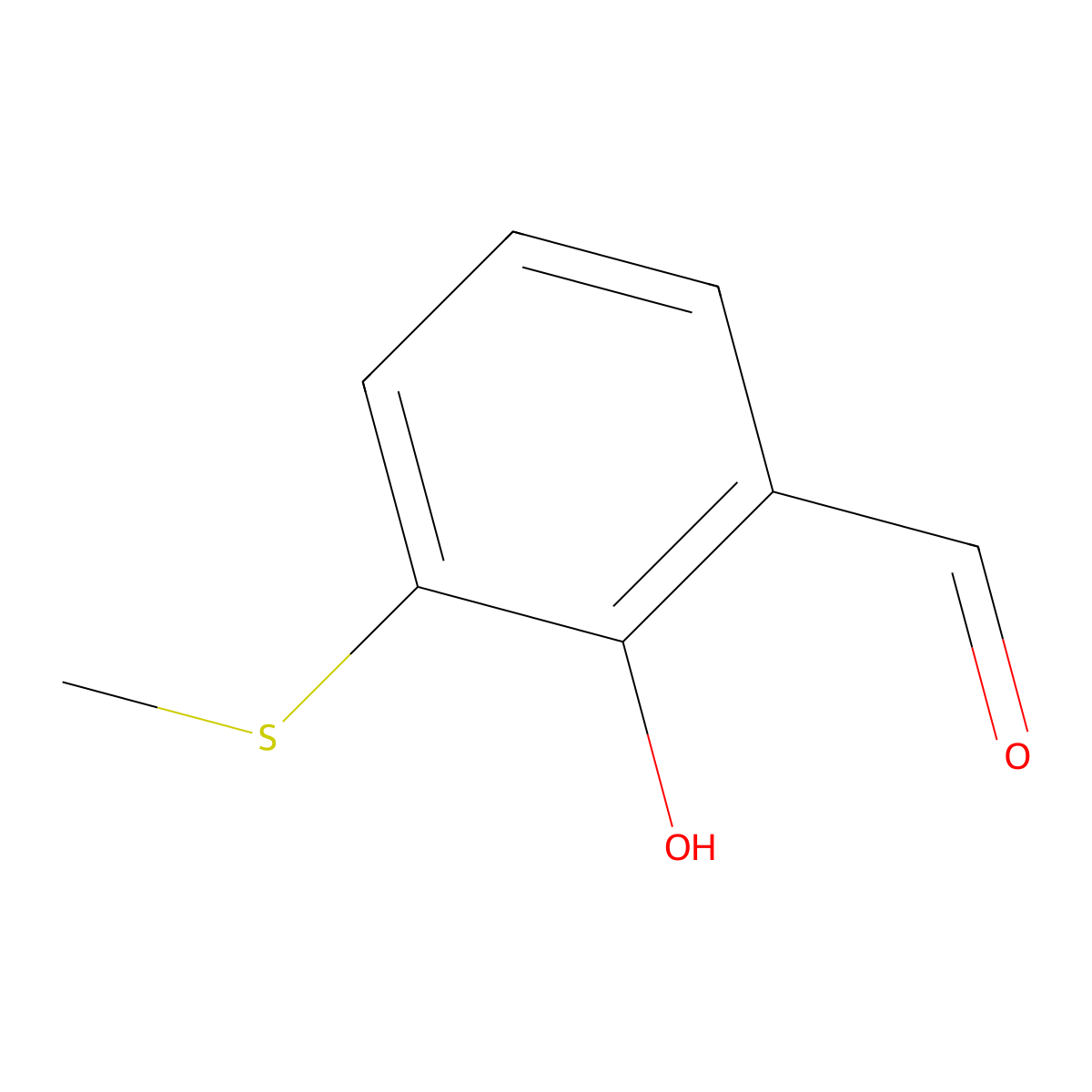 2-Hydroxy-3-(methylthio)benzaldehyde molecular structure, CAS 67868-82-0
