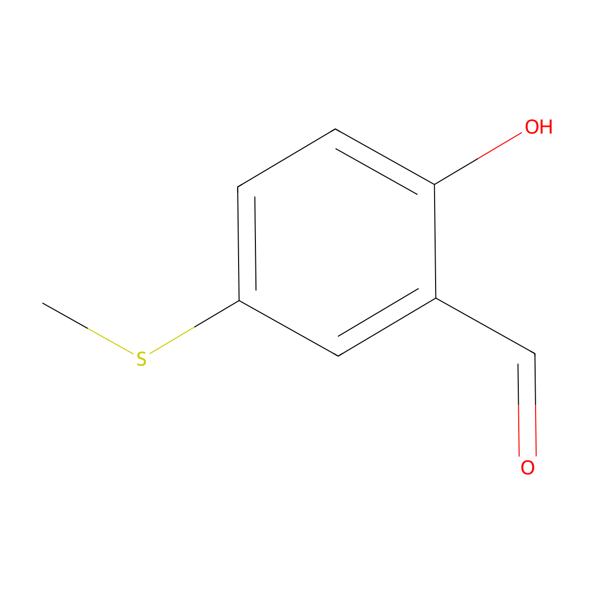 2-Hydroxy-5-(methylthio)benzaldehyde molecular structure, CAS 67868-84-2