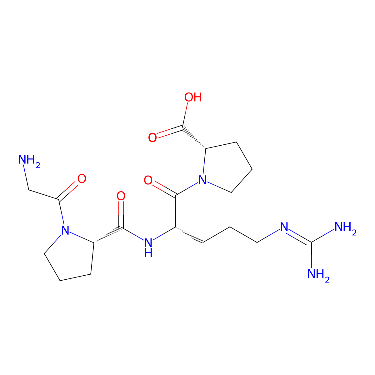 Glycyl-prolyl-arginyl-proline molecular structure, CAS 67869-62-9