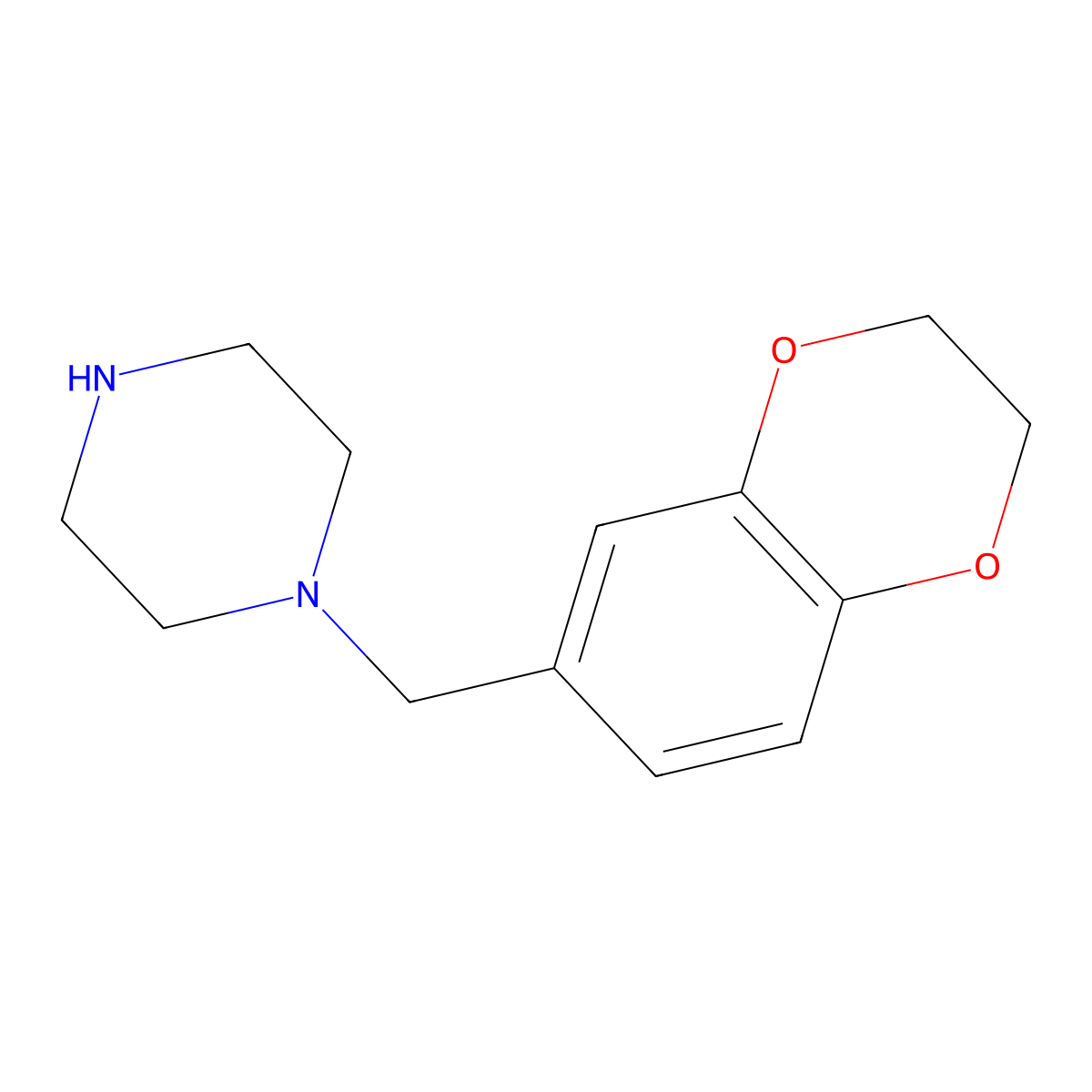 1-[(2,3-Dihydro-1,4-benzodioxin-6-yl)methyl]piperazine molecular structure, CAS 67869-88-9