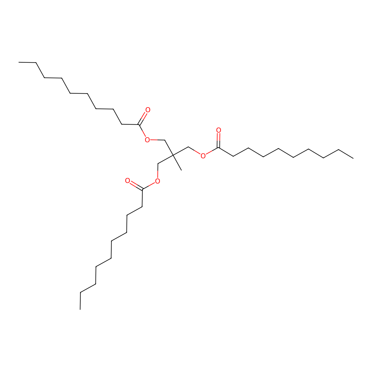 Decanoic acid, 1,1'-[2-methyl-2-[[(1-oxodecyl)oxy]methyl]-1,3-propanediyl] ester molecular structure, CAS 67874-05-9