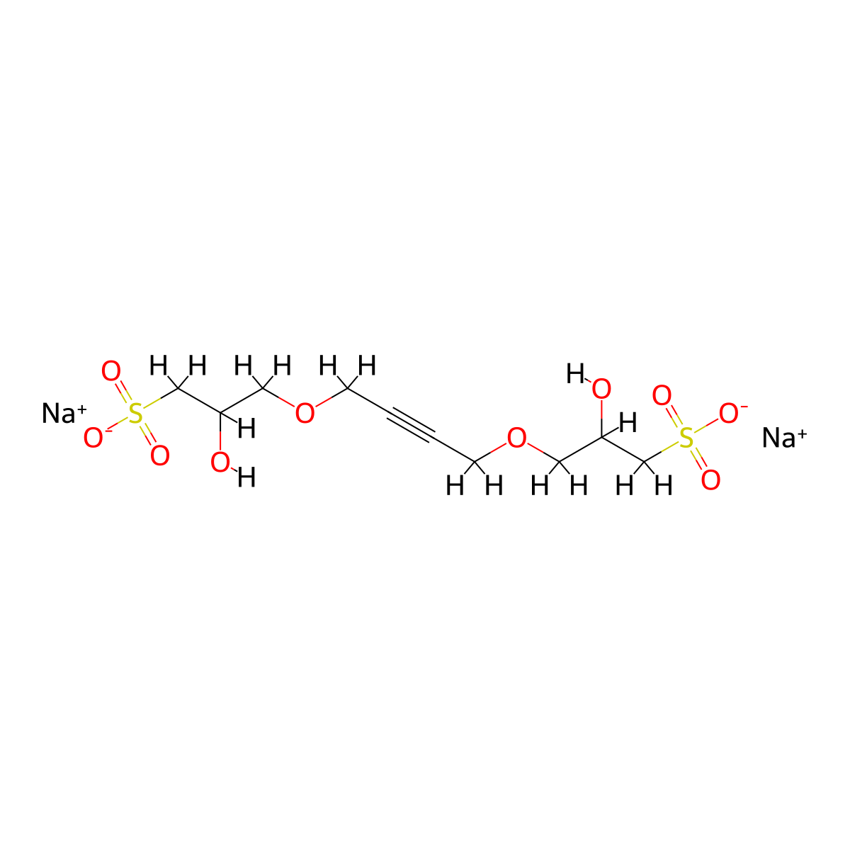 1-Propanesulfonic acid, 3,3'-[2-butyne-1,4-diylbis(oxy)]bis[2-hydroxy-, sodium salt (1:2) molecular structure, CAS 67874-62-8