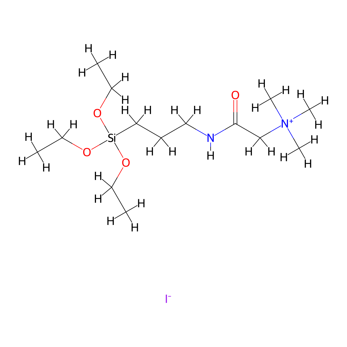 Ethanaminium, N,N,N-trimethyl-2-oxo-2-((3-(triethoxysilyl)propyl)amino)-, iodide (1:1) molecular structure, CAS 67874-63-9