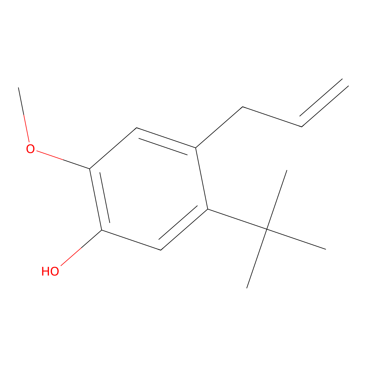 Phenol, 5-(1,1-dimethylethyl)-2-methoxy-4-(2-propen-1-yl)- molecular structure, CAS 67874-75-3
