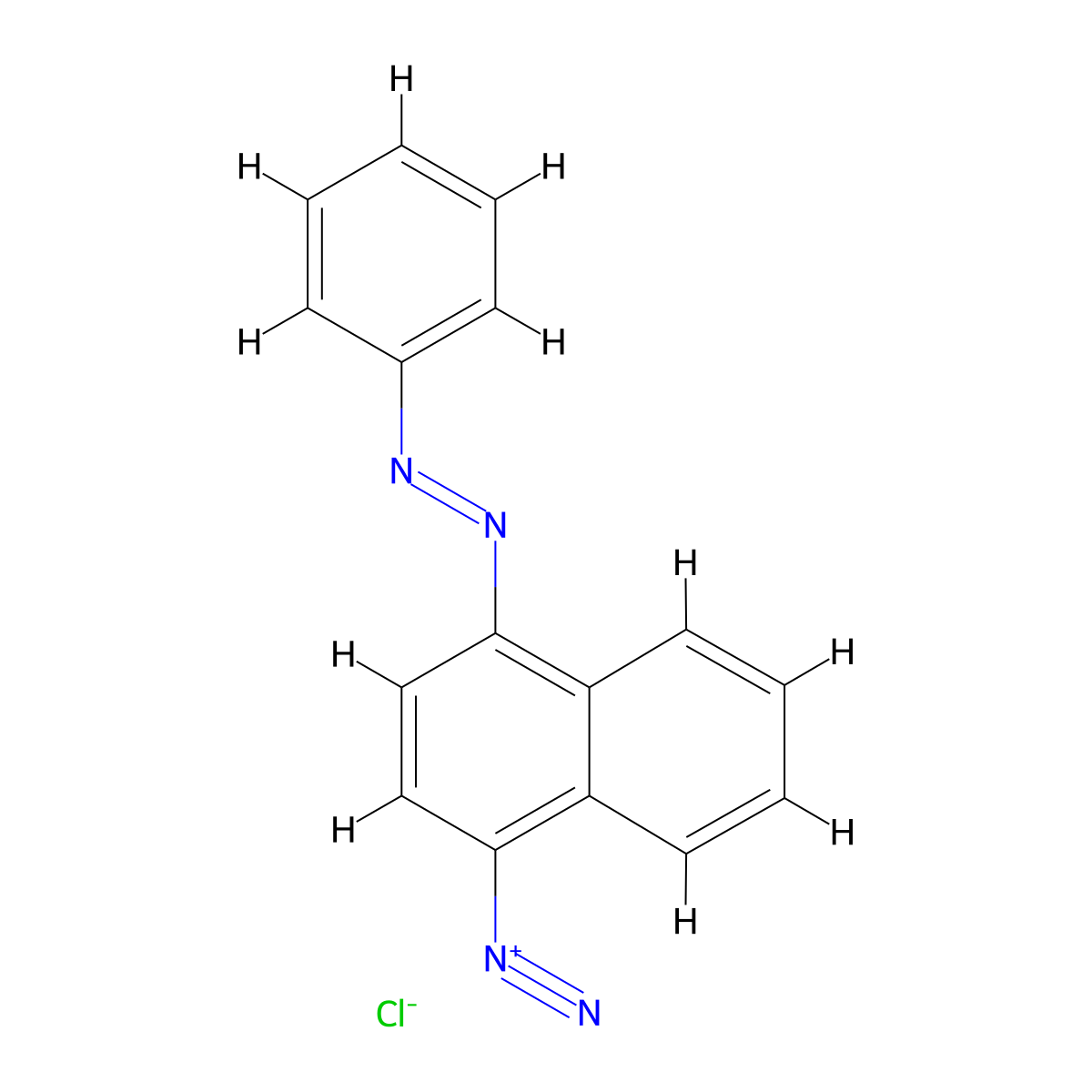 1-Naphthalenediazonium, 4-(2-phenyldiazenyl)-, chloride (1:1) molecular structure, CAS 67875-31-4