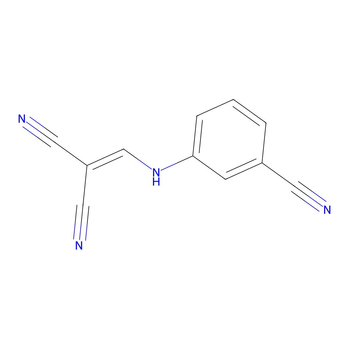 3-((2,2-Dicyanovinyl)amino)benzenecarbonitrile molecular structure, CAS 67884-65-5