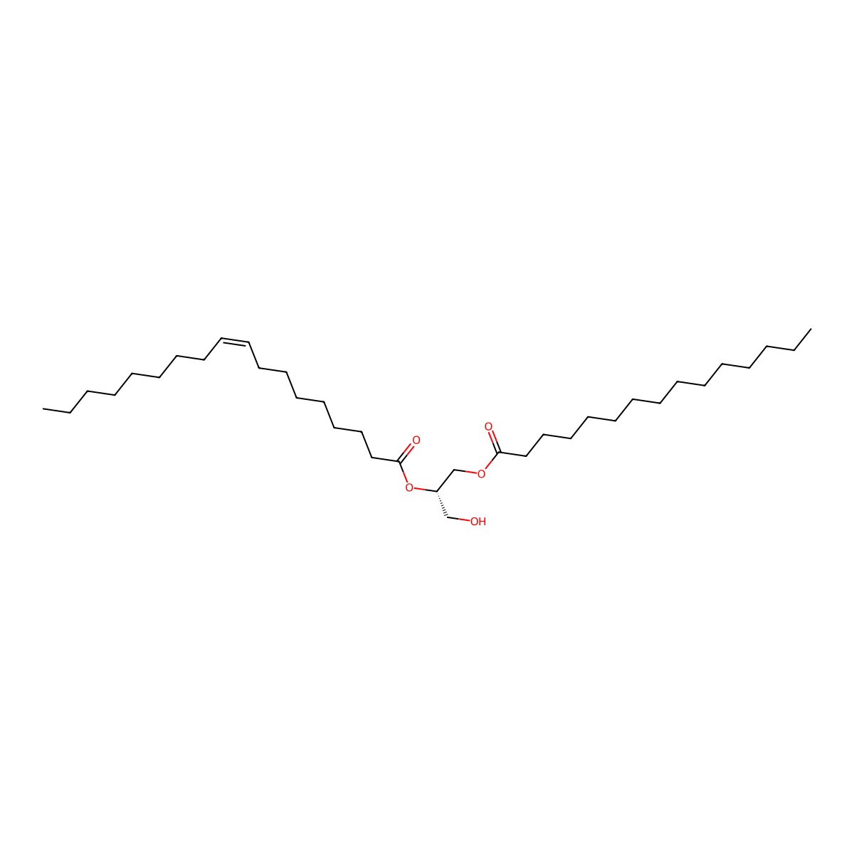 1-pentadecanoyl-2-(9Z-octadecenoyl)-sn-glycerol molecular structure, CAS 67889-40-1