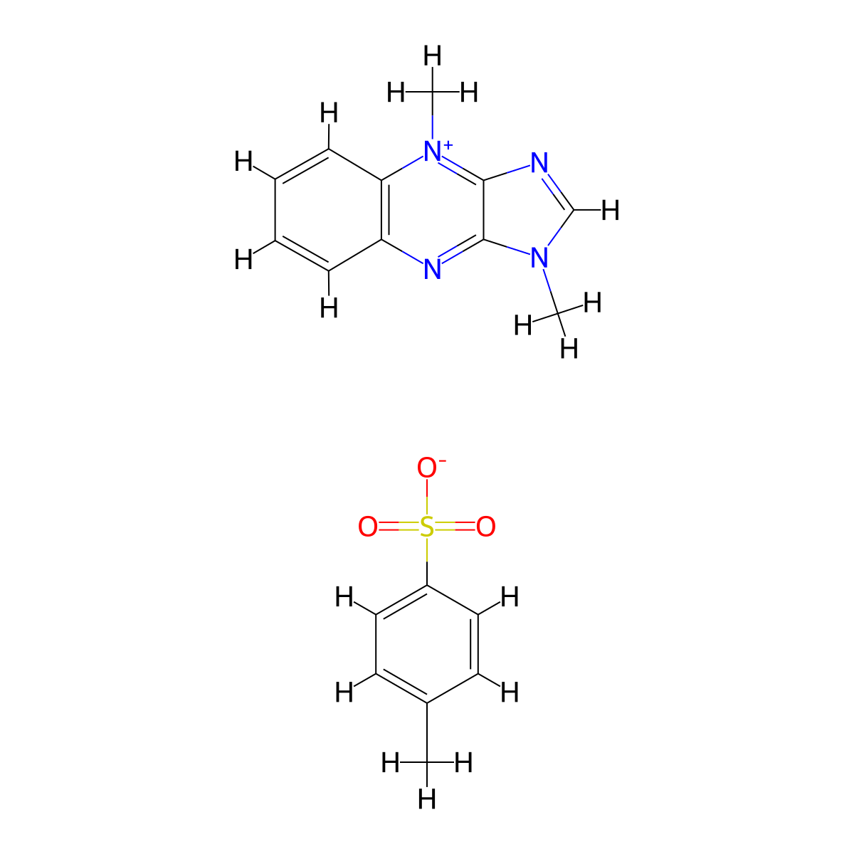 1H-Imidazo[4,5-b]quinoxalinium, 1,3-dimethyl-, 4-methylbenzenesulfonate (1:1) molecular structure, CAS 67892-67-5