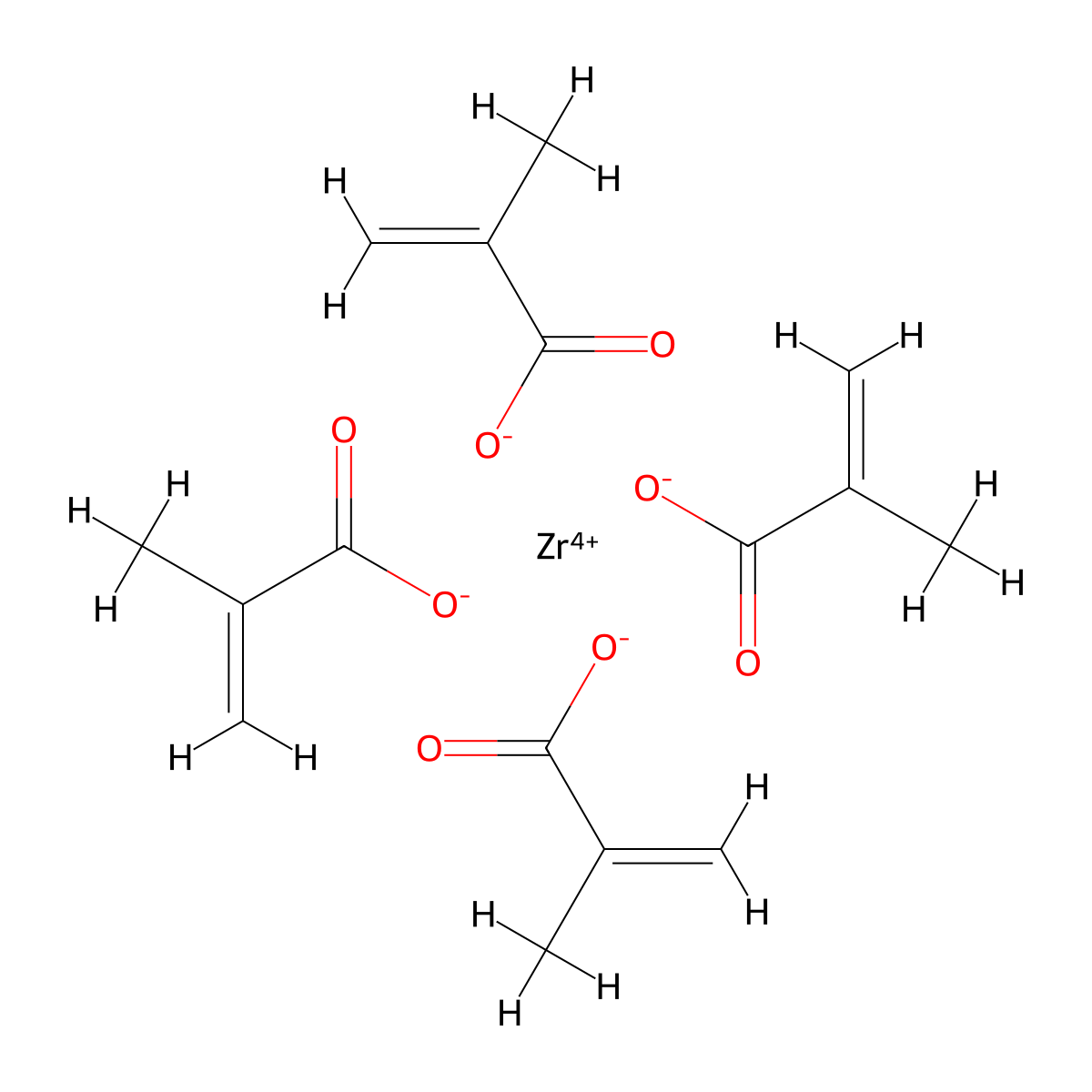 2-Propenoic acid, 2-methyl-, zirconium(4+) salt (4:1) molecular structure, CAS 67893-01-0