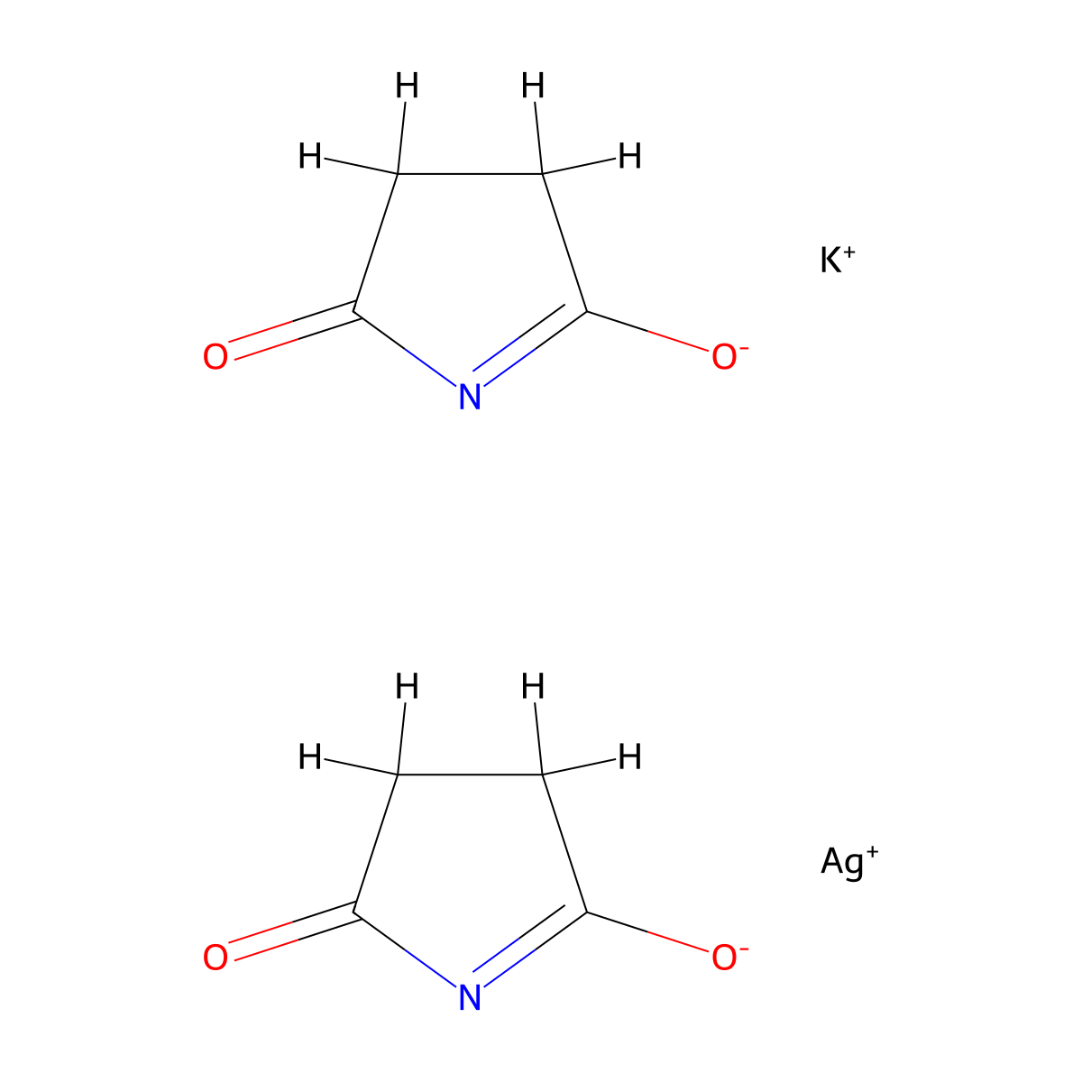 2,5-Pyrrolidinedione, potassium silver(1+) salt (2:1:1) molecular structure, CAS 67893-50-9