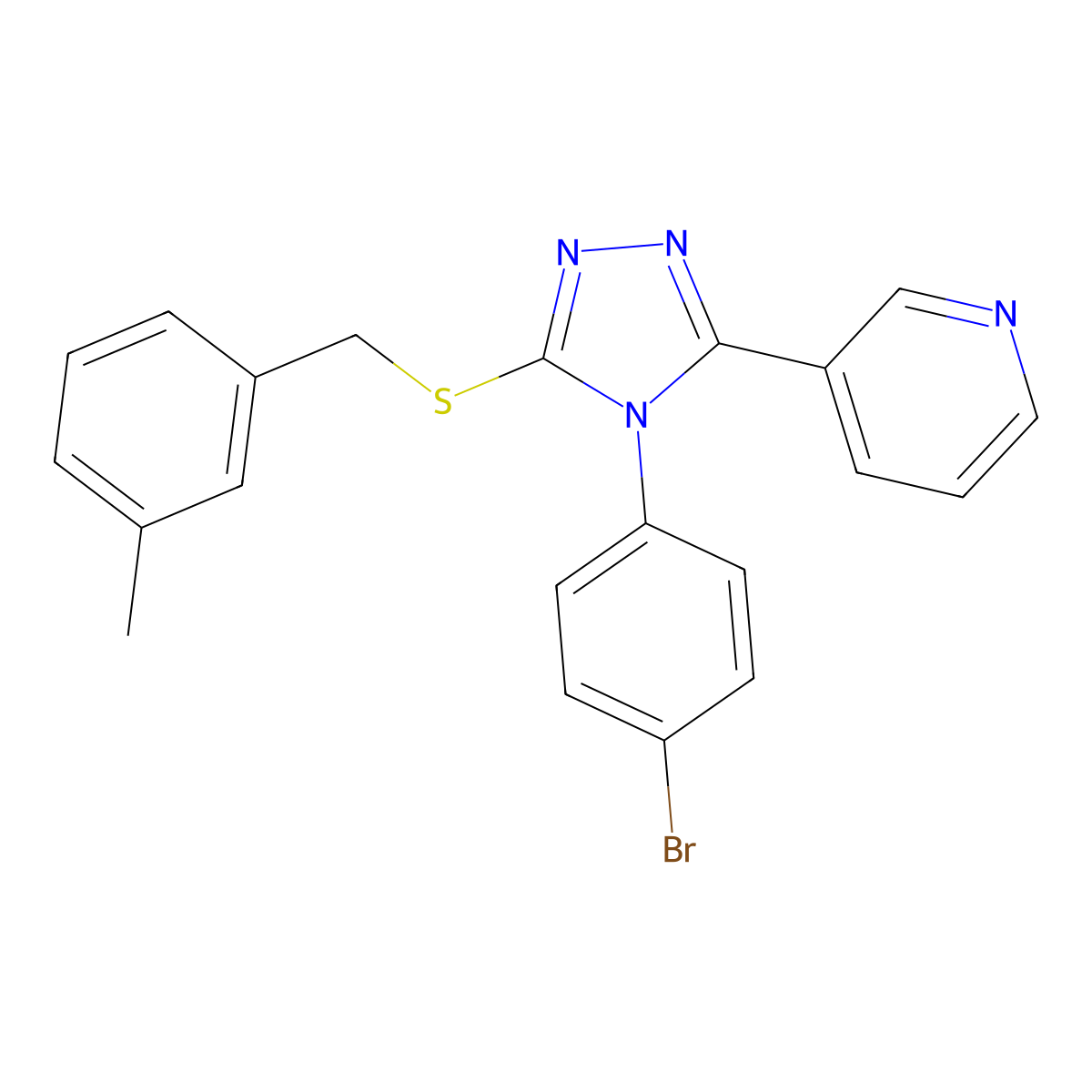 3-(4-(4-Bromophenyl)-5-((3-methylbenzyl)thio)-4H-1,2,4-triazol-3-YL)pyridine molecular structure, CAS 678971-55-6