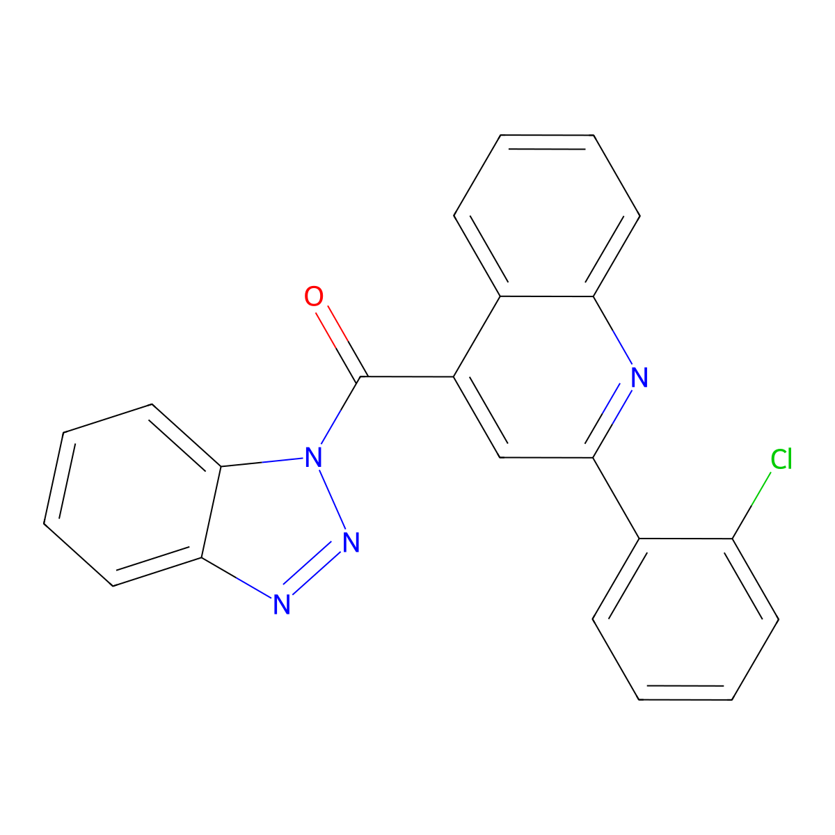 Benzotriazol-1-yl-[2-(2-chlorophenyl)quinolin-4-yl]methanone molecular structure, CAS 678972-53-7