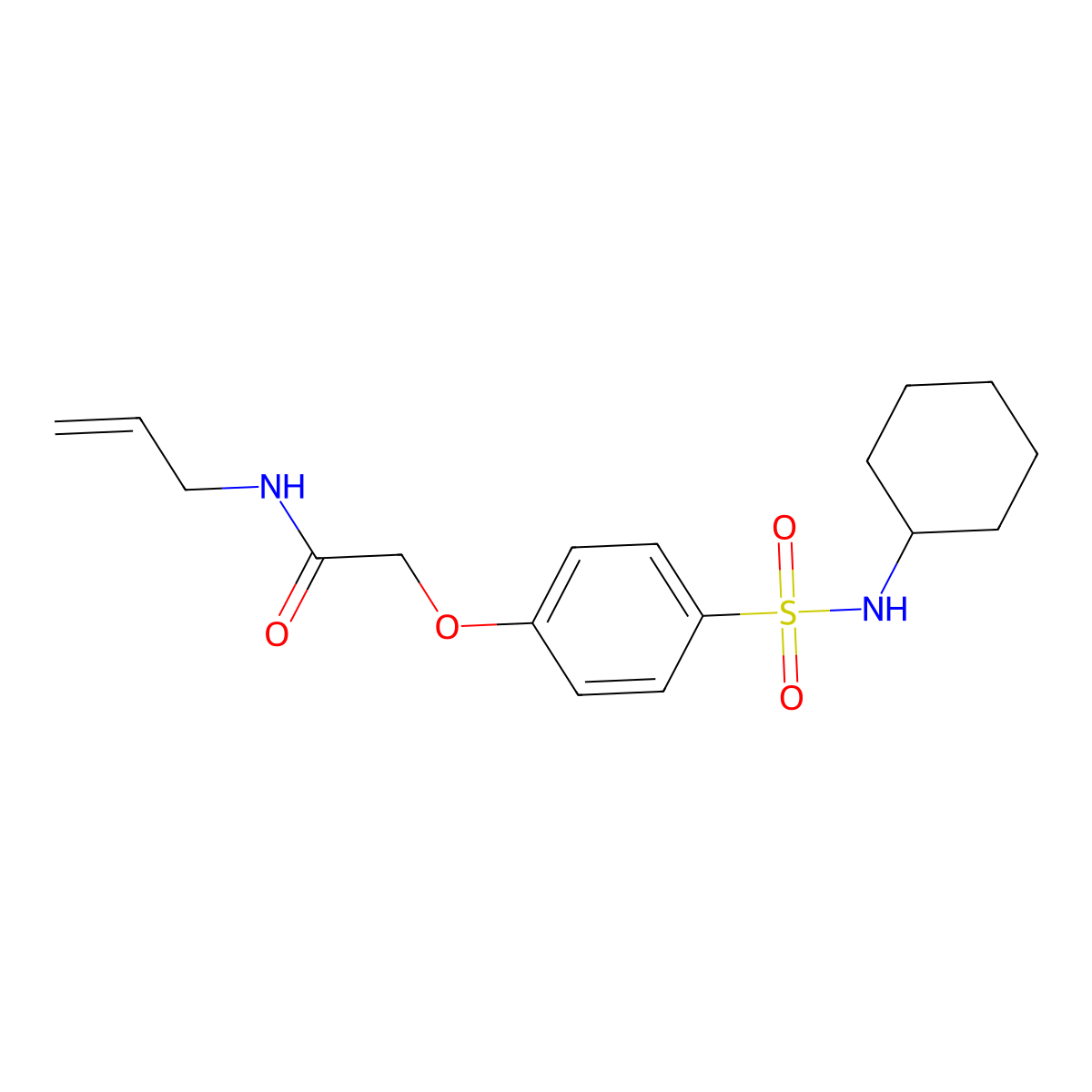 2-[4-(cyclohexylsulfamoyl)phenoxy]-N-prop-2-enylacetamide molecular structure, CAS 678972-98-0