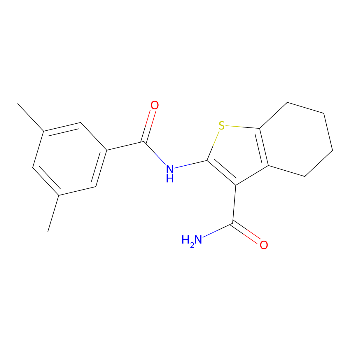 2-[(3,5-Dimethylbenzoyl)amino]-4,5,6,7-tetrahydro-1-benzothiophene-3-carboxamide molecular structure, CAS 678978-78-4