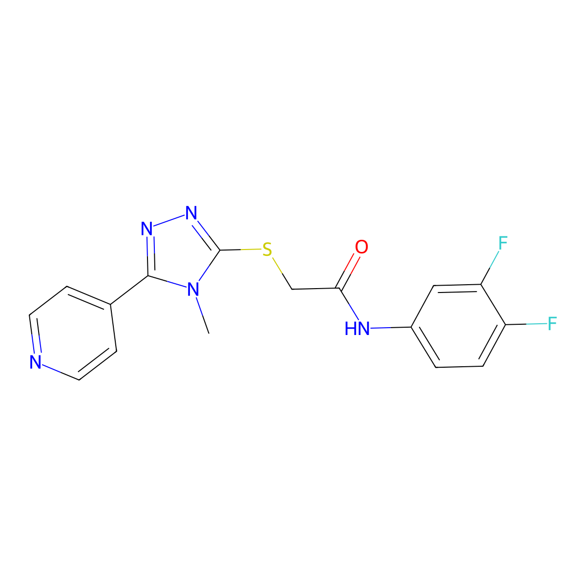 N-(3,4-difluorophenyl)-2-{[4-methyl-5-(pyridin-4-yl)-4H-1,2,4-triazol-3-yl]sulfanyl}acetamide molecular structure, CAS 678978-88-6