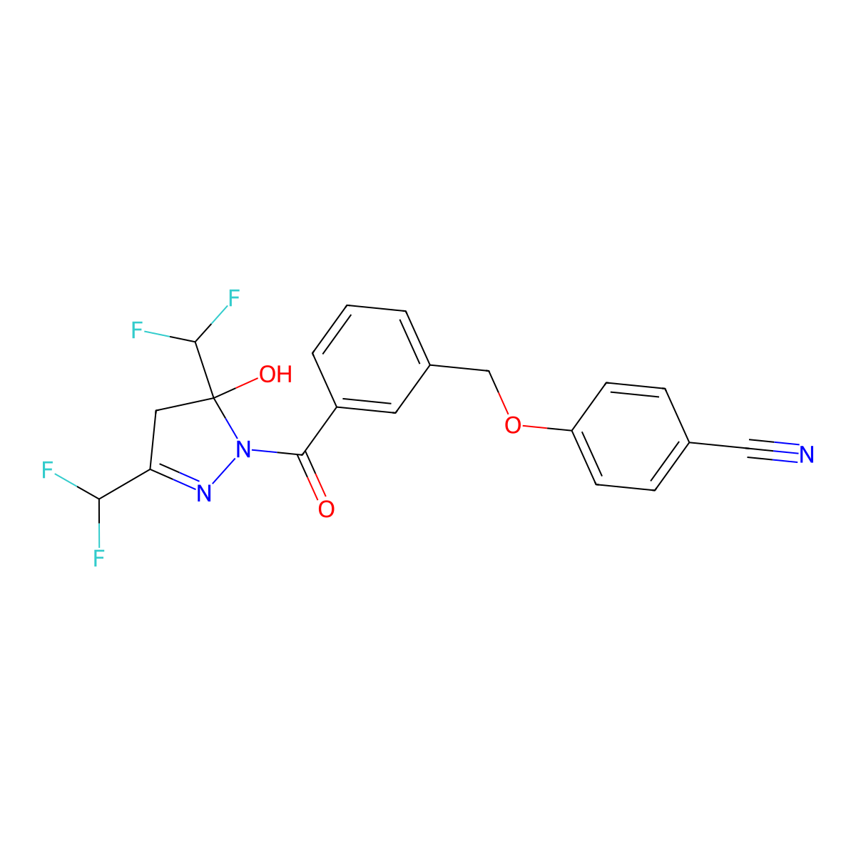 4-[(3-{[3,5-bis(difluoromethyl)-5-hydroxy-4,5-dihydro-1H-pyrazol-1-yl]carbonyl}benzyl)oxy]benzonitrile molecular structure, CAS 678978-90-0