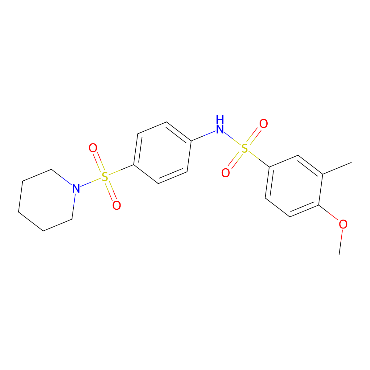 4-methoxy-3-methyl-N-(4-piperidin-1-ylsulfonylphenyl)benzenesulfonamide molecular structure, CAS 678979-43-6