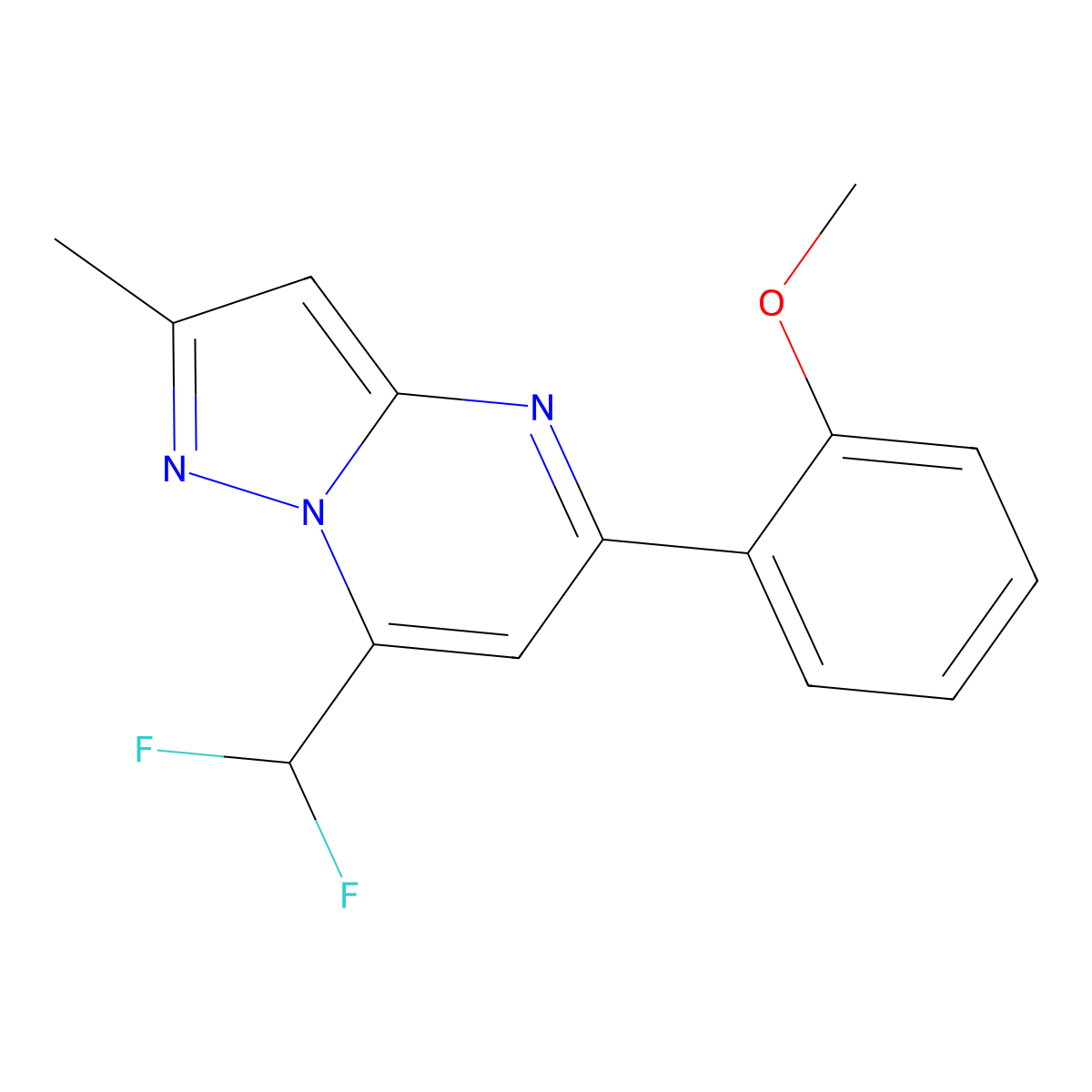 7-(Difluoromethyl)-5-(2-methoxyphenyl)-2-methylpyrazolo[1,5-a]pyrimidine molecular structure, CAS 678979-46-9