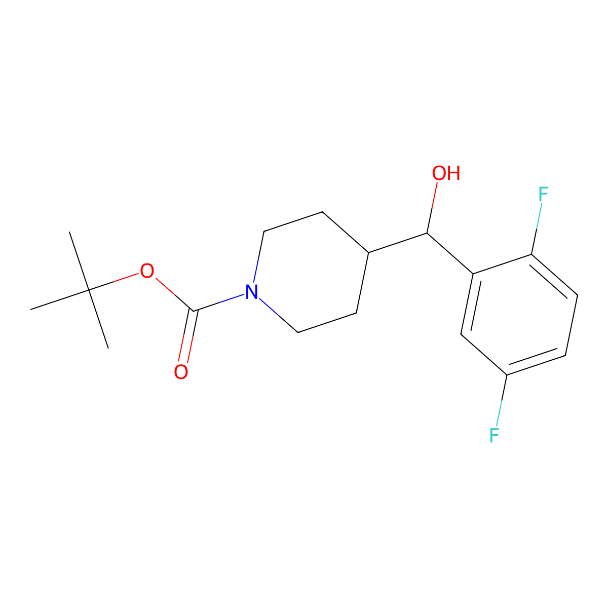 Tert-butyl 4-[(2,5-difluorophenyl)(hydroxy)methyl]piperidine-1-carboxylate molecular structure, CAS 678982-63-3