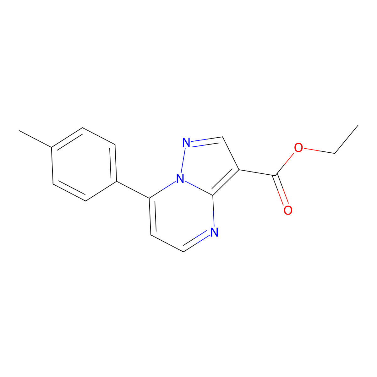 Ethyl 7-(4-methylphenyl)pyrazolo[1,5-a]pyrimidine-3-carboxylate molecular structure, CAS 678983-41-0
